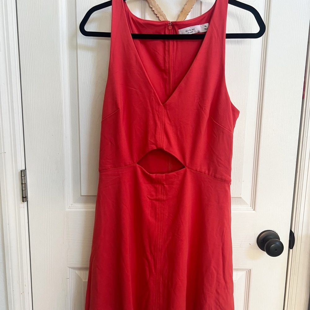 Ali & Jay Los Angeles Elegant Red Orange Sleeveless Cut out Dress Size XL